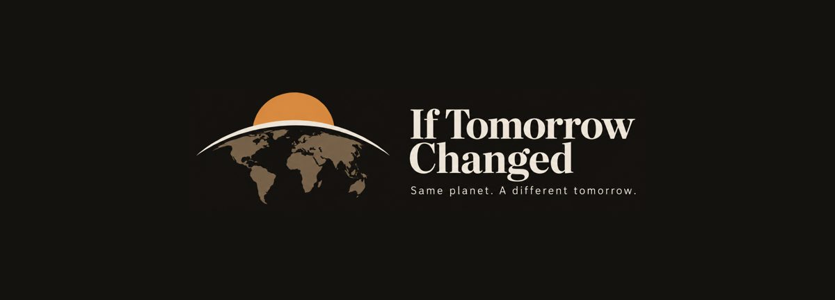If Tomorrow Changed logo: an orange sun rising over a dark globe
